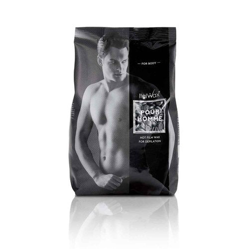 Italwax Pour Homme - 1kg / 2.2lb - Hard wax beads for hair removal - Special for man - Natural formulation - Easily removes coarse hairs - Ideal for barber shops