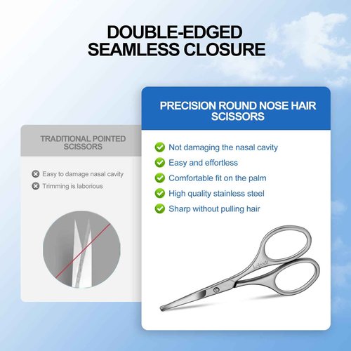 Lobodt 4.1inch round-headed stainless steel small scissors, suitable for trimming facial hair, nose hair, eyebrows, eyelashes, beards, personal care and salon beauty salons (matte silver)