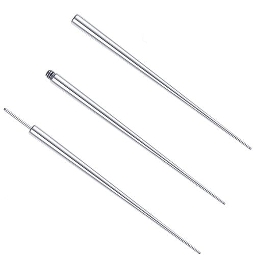 BESTEEL 3 Pcs 316L Surgical Steel Piercing Taper Insertion Pins, Pop Taper Piercings Kit for Ear/Nose/Lip/Eyebrow/Belly/Nipple/Tongue Piercing Changing Tool Stretcher, Stainless Steel, cubic zirconia
