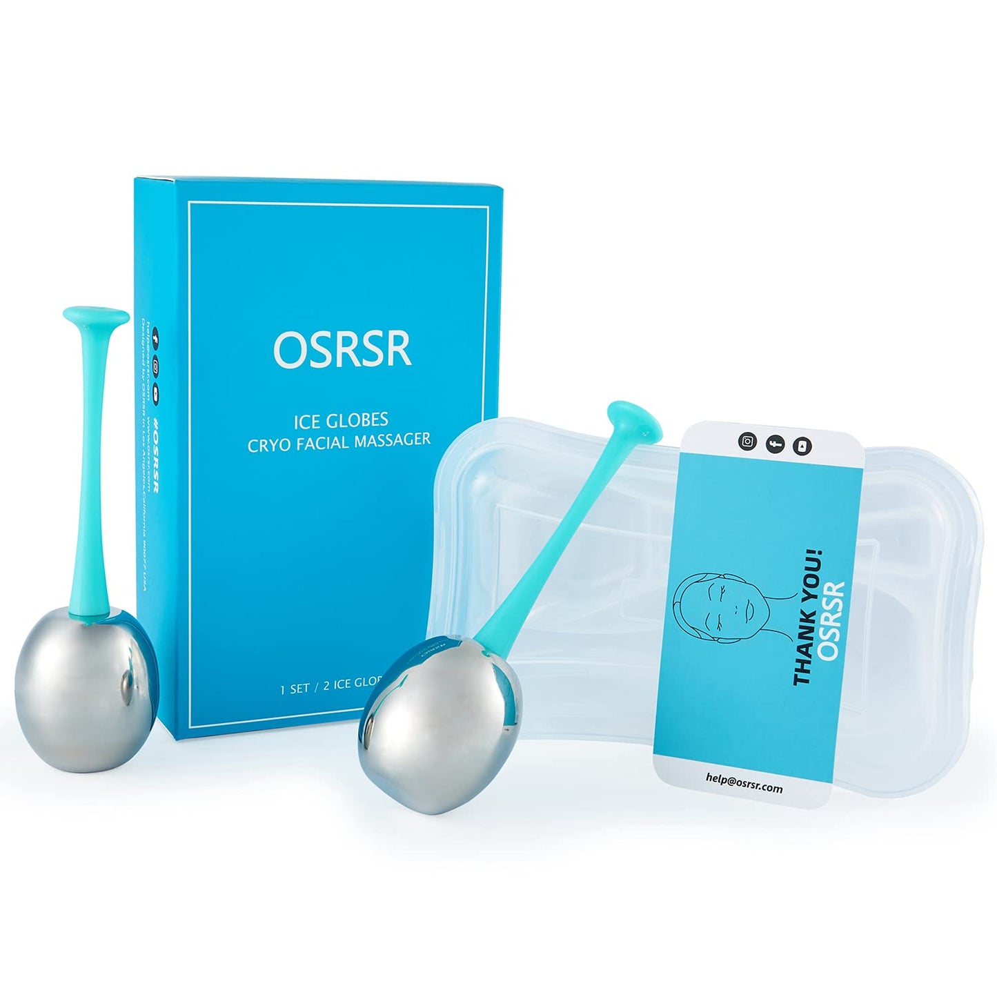 OSRSR Ice Globes Cryo Sticks Facial Massage Tools, Skin Care Unbreakable Stainless Steel Beauty Cold Roller for Face Eyes & Neck, Gifts for Women Mom Wife Girlfriend