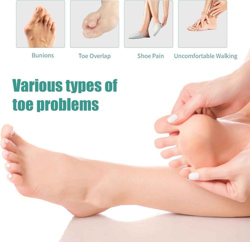 4 Pcs Silicone Toe Spacers – Yoga Toe Separators for Toe Straightening & Relaxation | Correct Overlapping Toes, Bunions, Hammer Toe | Toe Support toe separators for Women & Men (Tan, 5.5)