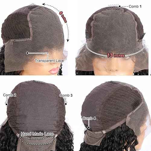 13x6 Lace Frontal Wigs for Black Women Pre Plucked Lace Wig Glueless Brazilian Remy Human Hair Wigs with Baby Hair (16 inch, 150% Density Lace Front Wig)