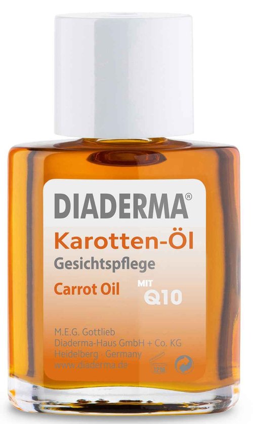 DIADERMA Carrot Oil, 30 ml – New Formula with Q10: Gives a Fresh Complexion, Prevents Wrinkles, with Vitamin E + A, Natural Cosmetics