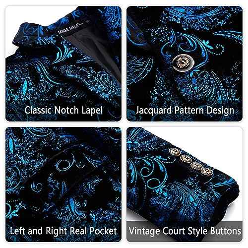 MAGE MALE Boys 3 Pieces Suit Colour Jacquard Slim Fit Jacket Pants Set for Wedding Prom Party Tuxedo with Kids Suspenders