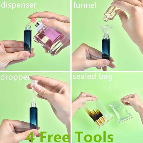 Yikimyfo Travel Perfume Bottle Refillable, 3 Pcs 5ML/0.17oz Fine Mist Glass Perfume Spray Bottles Empty Leak-proof Cologne Spray Bottle Mini Perfume Atomizer with Tool