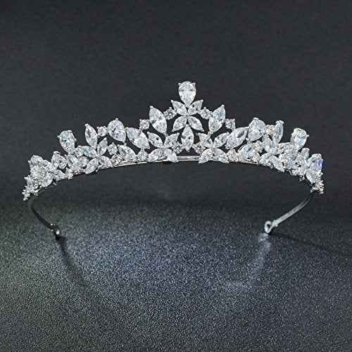 Cubic Zirconia CZ Wedding Bride Crown Tiara Headband Hair Jewelry Accessories HG0056
