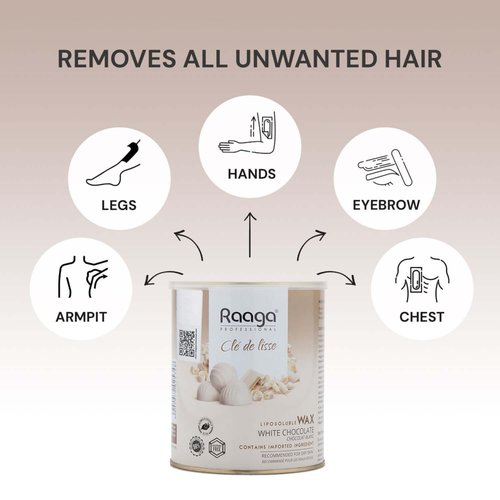 Raaga Professional White Chocolate Liposoluble Body Wax | Soft Wax for Hair Removal | Gently Removes Unwanted Hair & Tan | Nourishes & Hydrates Skin | For Dry Skin | 27.05 Fl Oz/800ml