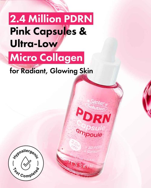 It'S SKIN Secret Solution PDRN Capsule Ampoule 2.02 fl oz, Hydrating & Firming Serum with Triple PDRN & Low Molecular Collagen, Moisturizing and Strengthening for Skin, Korean Skincare