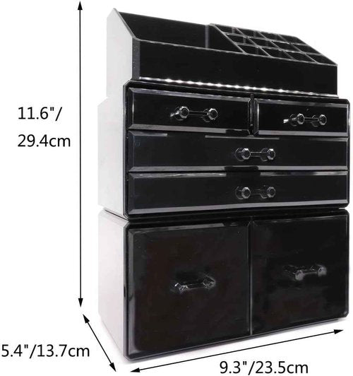 HTXsky Professional 6-Drawer Makeup Cosmetic Organizer - Large Portable Storage Case & Display Box for Women, Countertop Beauty Products (Clear)