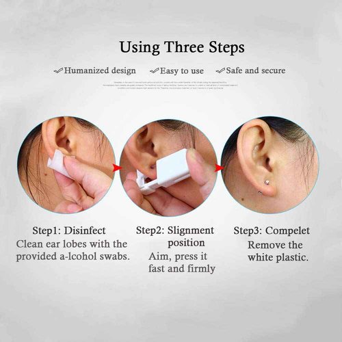 2 Pack 4mm Ear Piercing Kit with Cubic Zirconia Stud Earrings Ear Piercing Gun (Topaz)