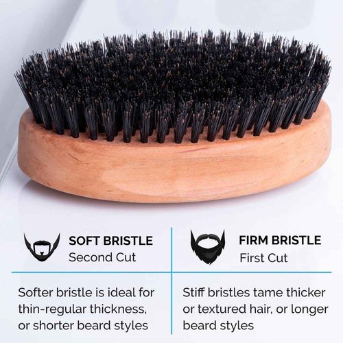 ZEUS Oval Military Beard Brush for Men, Natural Boar Soft Bristle Grooming Tool for Shaping, Conditioning & Daily Beard Maintenance (Made in Germany) Q92