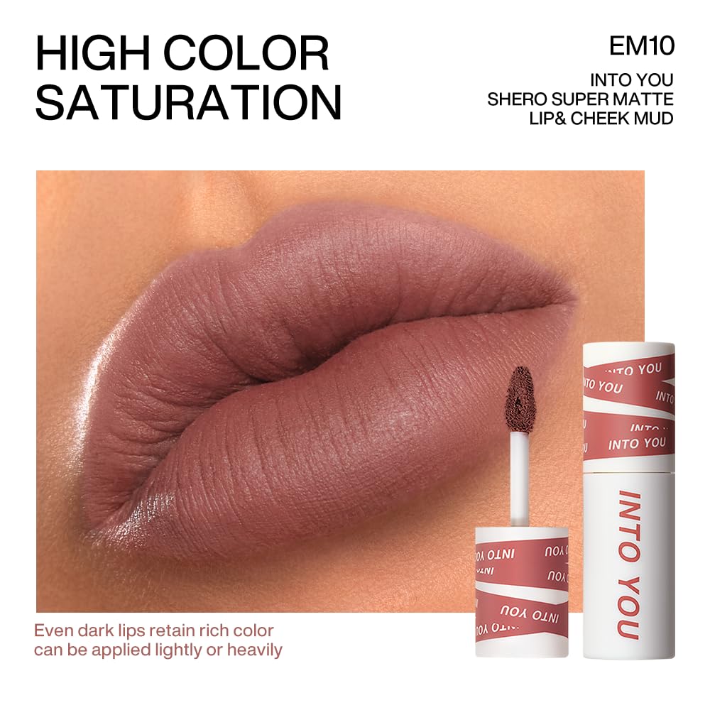 INTO YOU Matte Lipstick for Women, Matte Red Lipstick Long Lasting, Multi-Purpose for Lips and Cheek, Non-Stick Cup Not Fade Lip Stain Makeup Cosmetics Official Directly (EM10)