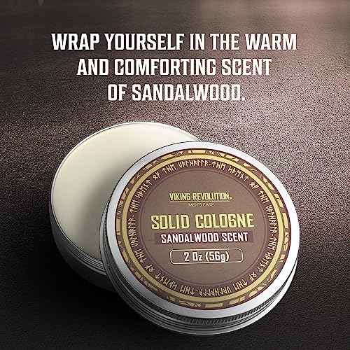 Viking Revolution Sandalwood Mens Solid Cologne Men 2 Oz - Men Solid Perfume with Sandalwood Cologne for Men - Balm Cologne for Mens Cologne Balm Travel Cologne Wax (1 pack, Sandalwood)