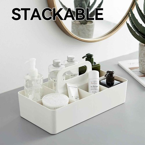 Bathroom Makeup organizer Countertop with Handle,Skincare Organizer Caddy for Vanity,Storage Box with Handle,Large Cosmetic Display case for Dresser,Large Size