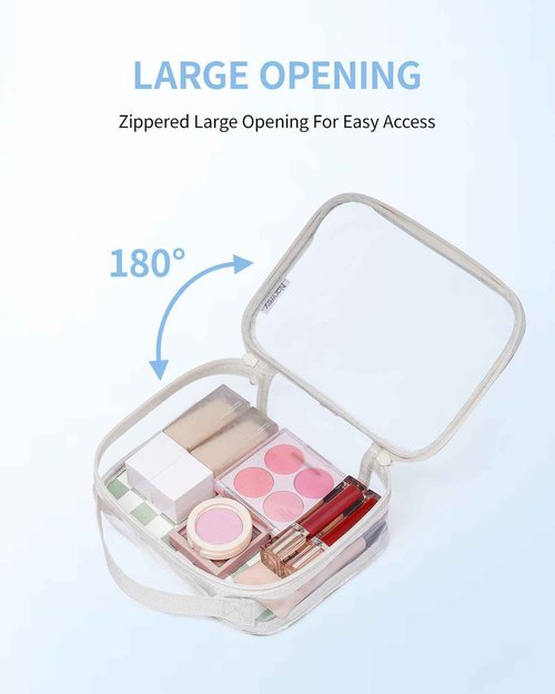 Narwey TSA Approved Clear Toiletry Bag for Travel, Waterproof PVC Clear Makeup Bags, Portable Compact Cosmetic Bag Make Up Organizer, Airport Airline Quart Size Compliant Bag (Mint Green Checkerboard)