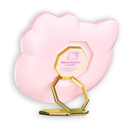Impressions Vanity Hello Kitty 3X Magnifying Pocket Mirror with Stand, Adjustable Brightness Daylight LED Lighted Compact Makeup Mirror for Desk, Travel, Purse (Pink)