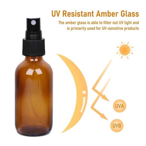 Jaisie.W 2 oz Glass Spray Bottles with Fine Mist Sprayer 2Pack, 60ml Small Amber Glass Spray Bottles 2 oz for Perfumes,Cleaning Products,Pet Spray (2fl.oz, Set of 2)