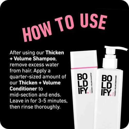 Boldify Shampoo Conditioner Bundle: Natural Hair Retention & Anti Hair Loss Formula - Vitamin Enriched for Thicker, Fuller Hair Instantly - Cruelty & Sulfate Free