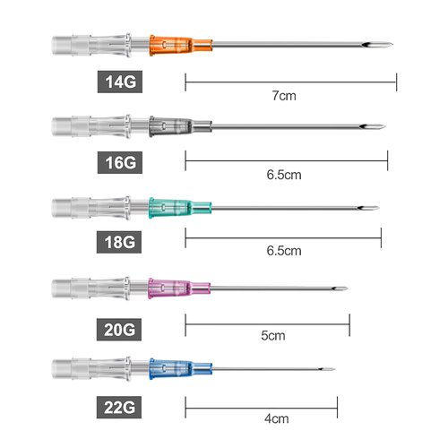 WZPB Catheter Piercing Needles - 50 Pcs 14G, 16G, 18G, 20G, 22G IV Catheter Piercing Needles for Ear Nose Lip Tongue Belly Navel Nipple Cartilage Piercing Kit