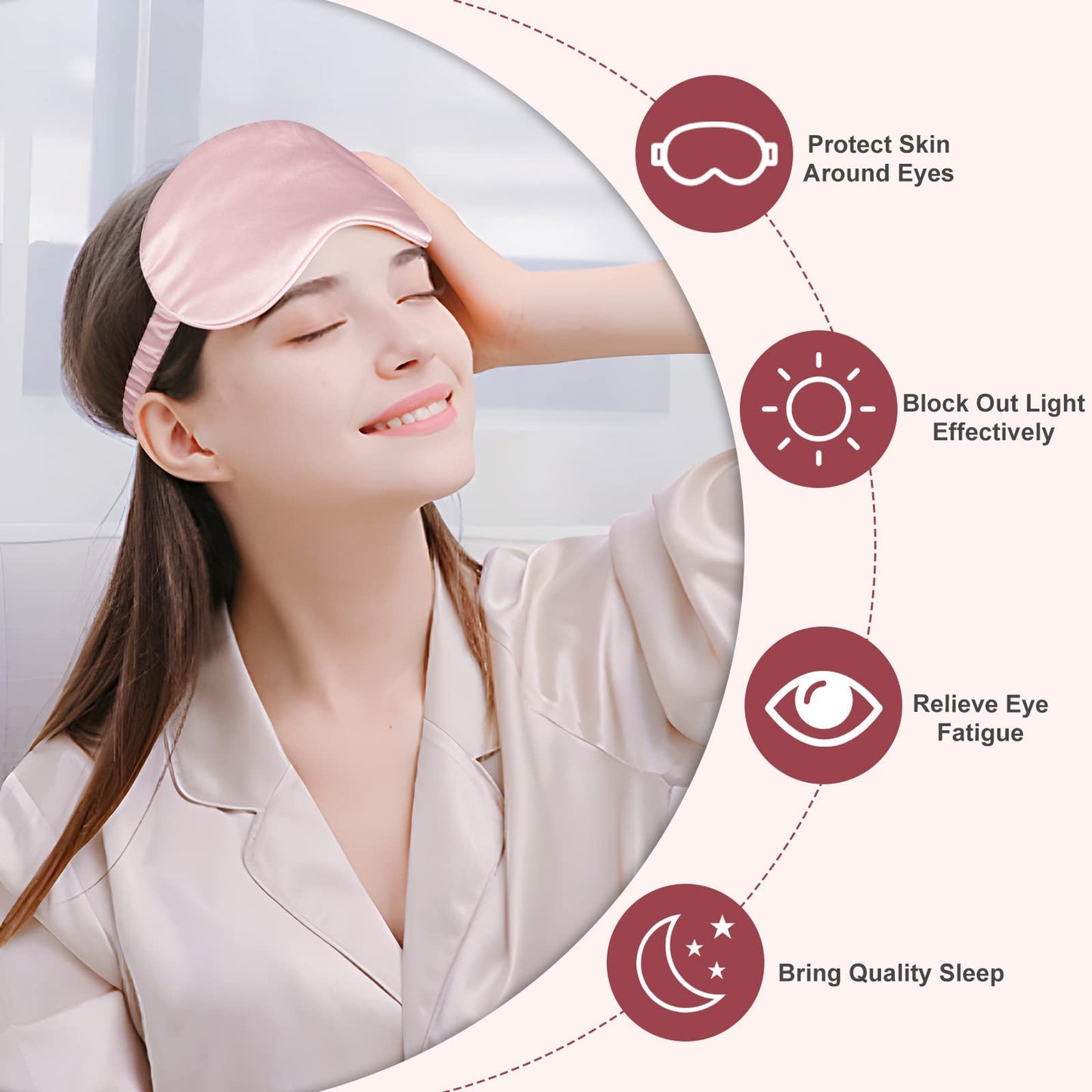 OLESILK Silk Sleep Mask, 100% Mulberry Silk Eye Mask for Sleeping, Double Layer Silk Filling and Elastic Strap, Travel and Nap, Soft Eye Cover Eyeshade with Luxury Bag and Ear Plugs, Pink