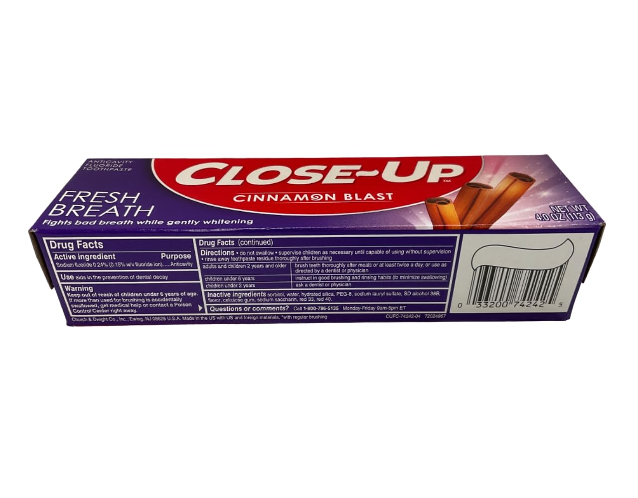 Close-Up Fluoride Toothpaste, Freshening Red Gel 4 oz (Pack of 4)