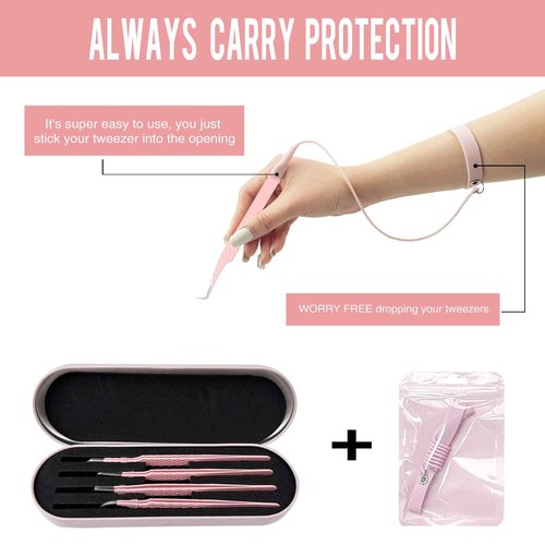 HAICHER Fiber Tip Grip Lash Tweezers for Eyelash Extensions, Set of 4 Pcs Volume Boot 90 Degree Tweezers Eyelash Extension