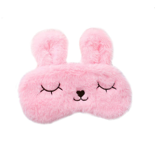 Cartoon Animal Funny Sleep Mask with Eyes Pink Bunny Rabbit Sleeping Eye Mask Plush Rabbit Eye Mask Sleeping Mask Blindfold