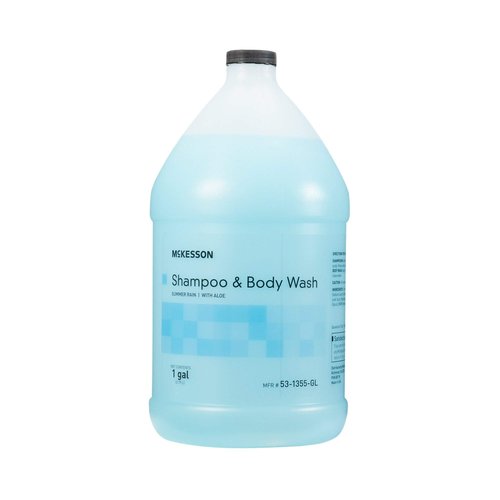 McKesson Body Wash and Shampoo - 1  Gallon Bulk Refill Full Body Wash with Aloe, Summer Rain Scent - Sensitive Skin & Hair 2‑in‑1