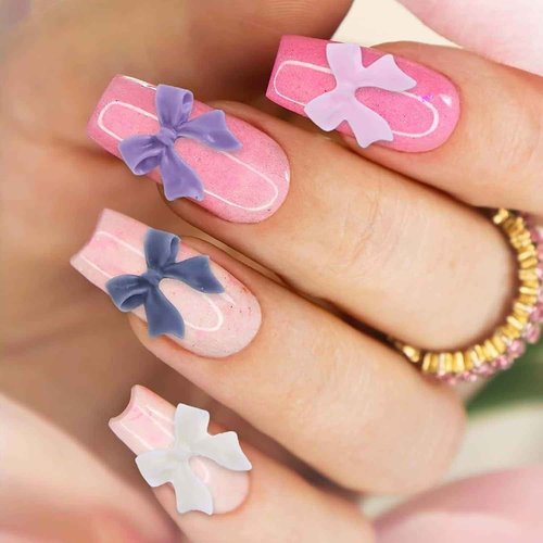 Rungang 3200PCS 3D Nail Charms Set – Bulk Bow Nail & Flower Nail Charm, Flatback Pearls, Shiny Nail Jewels Gems for DIY Nail Art Decoration with Pickup Tools