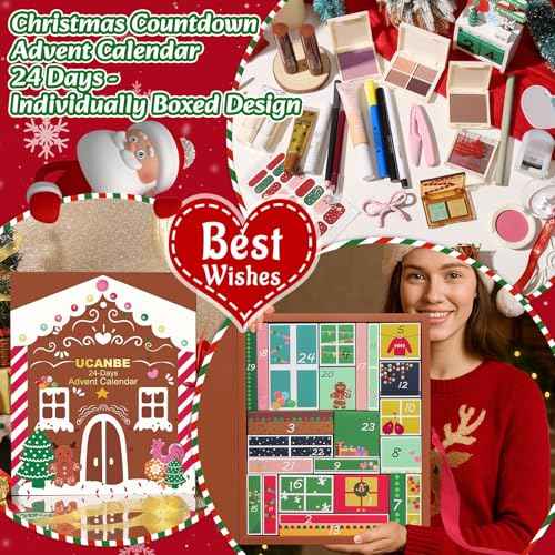 Makeup Advent Calendar 2025, 24 Days Individually Boxed Christmas Makeup Sets, 2025 Xmas Countdown Calendar Makeup & Cosmetic, Gift for Women Teens Girls