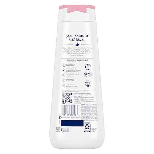 Dove Body Wash 4 Count for 24hr Lotion-Soft Skin Uplift Sakura Blossom and Yuzu Moisturizing Skin Cleanser with No Sulfates No Parabens