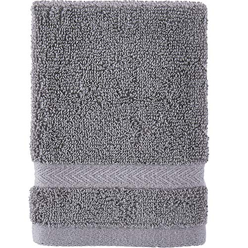 Tommy Hilfiger Modern American Solid Wash Cloth, 13 X 13 Inches, 100% Cotton 574 GSM (Grey Violet)