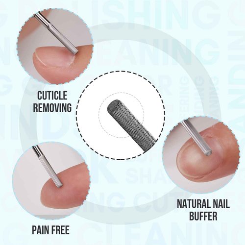 Makartt Tapered Barrel Carbide Diamond Sanding Buffer Bit Bundle 5 in 1 Tungsten Carbide Nail Drill Bit, Safety Cuticle Buffer Bit, Under Nail Cleaner Bit