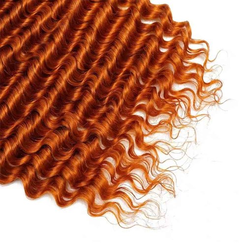 350 Boho Human Hair 12 12 12 Inch Deep Wave Bulk Ginger Braiding Hair Deep Curly Orange Human Braiding Hair Extensions for Woman