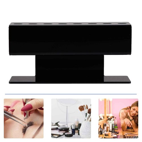 Beaupretty Eyelash Extension Tweezers Stand Holder 8 Holes Acrylic Tweezers Display Storage for Eyelash Extensions Supplies Accessories Tools Black