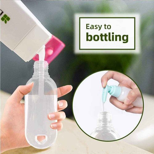 HATTIE 50Pack Travel Plastic Clear Keychain Bottles 50ml/2oz Portable Leakproof Squeeze Small Bottles With Flip Cap Refillable Empty Containers for Lotion Soap Toiletry