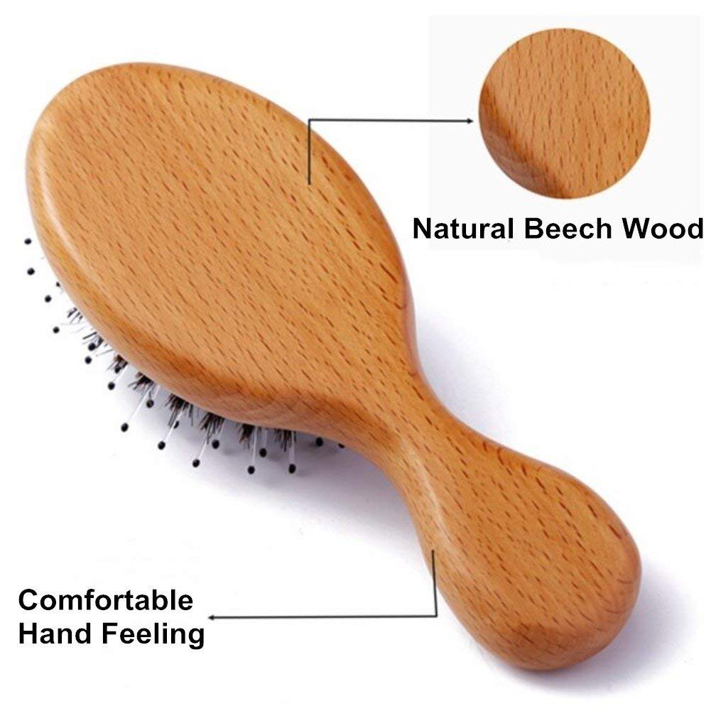 Hair Brush Mini Boar Bristle Hairbrush for Thick Curly Thin Long Short Wet or Dry Hair Detangle Massage Add Shine, Pocket Travel Small Paddle Hair Brush for Men Women Gilrs Boys