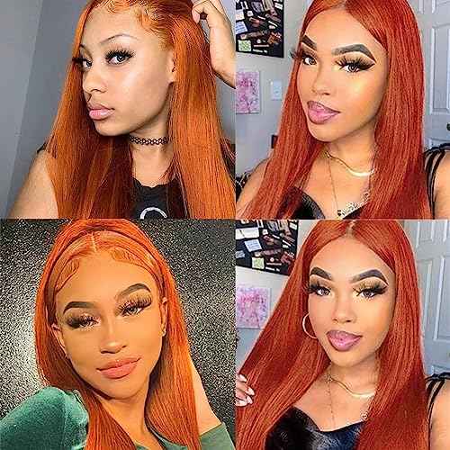 #350 Orange Bundles Straight Bundles Human Hair 24 24 24 Inch Unprocessed Brazilian Virgin Weave Hairs Ginger Orange 3 Bundle 50 Gram Per Bundle Human Hair Extensions