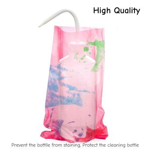 ZOOFOX 500 Pieces Wash Bottle Bags, Disposable Tattoo Bottles Bags, Pink Odorless Squeeze Bottle Covers for Tattoo Supplies Accessories