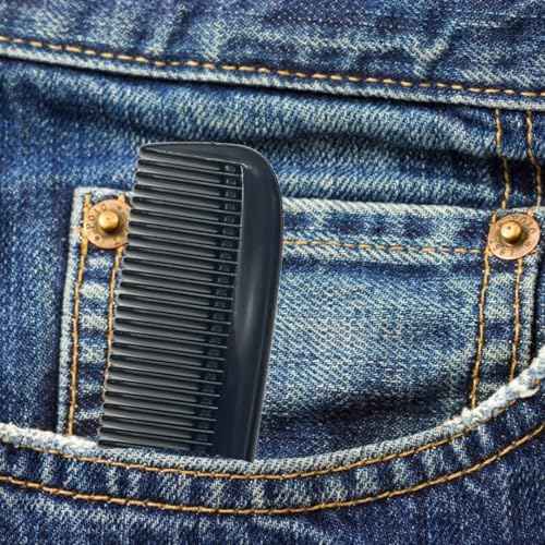 GENTS (15 Pack) Pocket Comb Black Unbreakable Round Teeth Course Fine Pocket Beard & Mustache Combs for Men's Hair (Black, 5 Inch (Pack of 15)