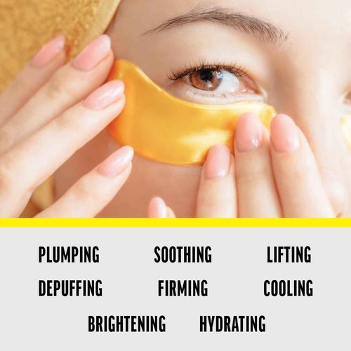Zest Under Eye Mask w/Collagen & Hyaluronic Acid - Gel Patches Brighten & Reduce Puffy Eyes, Dark Circles, Wrinkles, Undereye Bags - Bridesmaids & Birthday Gift for Women (50 Pairs, Gold)
