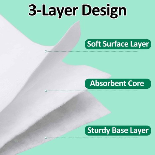 Heigble 10 Pack 500 Pcs Extra Large Cotton Cleansing Pads, 3.5 x 4.5'' Cotton Pad, Ultra Soft Large Facial Cleansing Square Bulk for Face Daily Skin Care Toner Makeup Remover, 50 White Square Per Bag