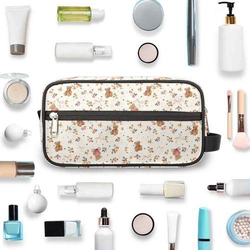 FZDXZJJ Travel Toiletry Bag for Women Girl,Waterproof Lightweight Makeup Cosmetic Bag Organizer with Handle & Zip Pockets Toiletries Bag for Gym,Beach - Cute Bear