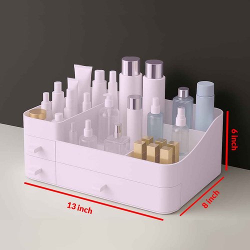 Makeup Organizer for Vanity – Large Cosmetic Storage Box with Drawers & Compartments for Brushes, Lipsticks, and Skincare – Bathroom Countertop Organizer for Women & Girls – Elegant White Design