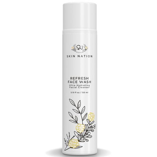 Skin Nation Hydrating Gentle Face Wash with Organic Aloe and Chamomile for Dry, Oily and Sensitive Skin, Paraben Free and Sulfate Free, 5.1 Fl Oz, Made in USA