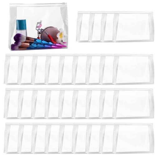 GAWBYET 50 PCS Mini Clear Makeup Bag,Small Clear Zipper Pouch Travel Bag for Toiletries Plastic Cosmetic Organizer Waterproof，for Swimsuit Bikini Travel Vacation(7.9 x 5.9 x 2 Inch)