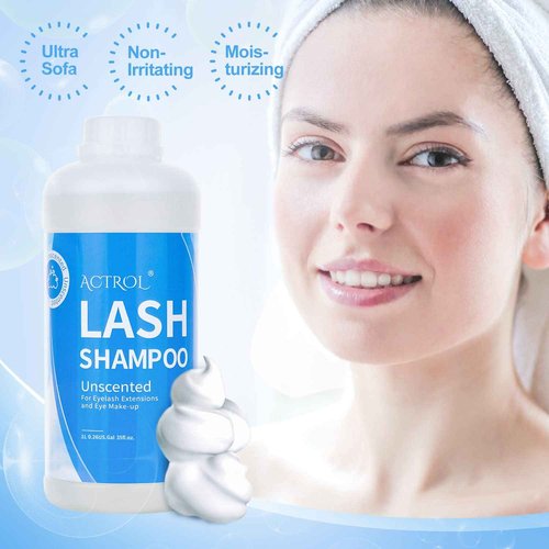 ACTROL Eyelash Extension Cleanser Unscented 1L Natural Lash Extension Shampoo Professional Eyelid Foaming Cleanser Paraben & Sulfate Free Non-lrritating with Salon and Home Care