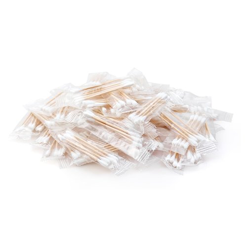500 Pack Cotton Swabs, Individually Wrapped Cotton Swab, Individually Wrapped Double Tipped Wooden Sticks for Ear, Make-up(4pcs per Bag, 500 Bags, Double Round End)