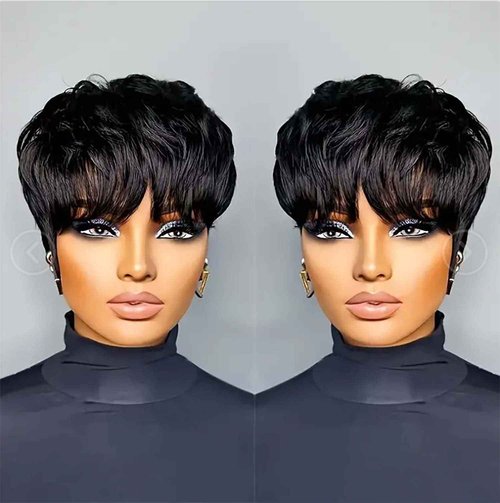 Pixie Wigs for Black Women Human Hair Short Curly Pixie Cut Wig For Black Women Full Machine Made Glueless None Lace Front Wig Pixie Curly Black