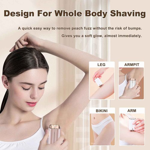 Facial Hair Removal for Women, Portable Painless Lady Shaver with Built-in LED, Wet/Dry Electric Razor Hair Remover Device for Face/Lips/Peach/Fuzz